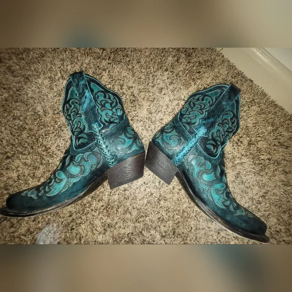 BLACK STAR All Leather TERLINGUA WESTERN BOOTIES Boots Size 7.5 - Picture 2 of 7